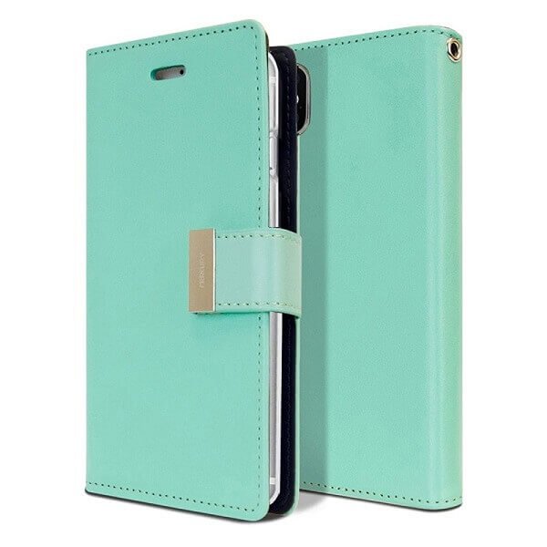 Goospery Apple iPhone XS Max Rich Diary Aqua Wallet Case For Sale