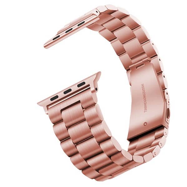 Apple Watch Series 7 /SE /6 /5 /4 /3 /2 /1 Replacement Wrist Band 38mm 40mm 41mm 42mm 44mm 45mm Stainless Steel Metal iWatch Wristband Loop Strap (Rose Gold)