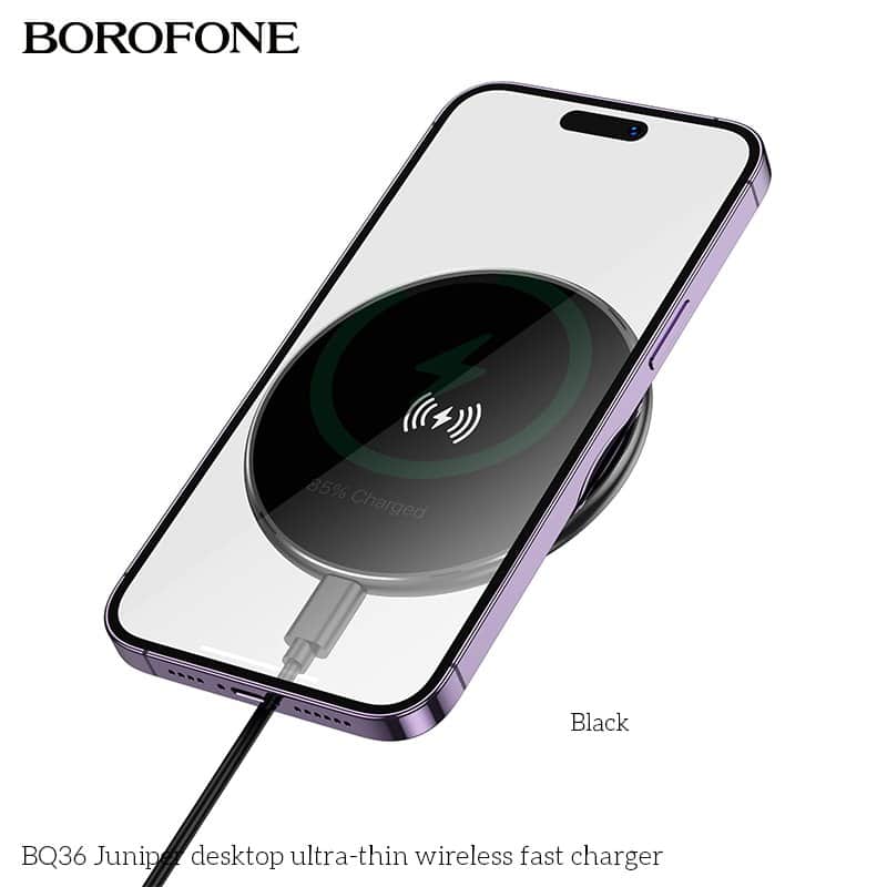 Borofone BQ36 15W Ultra Thin Fast Charger Desktop Wireless Charging Pad (Black)