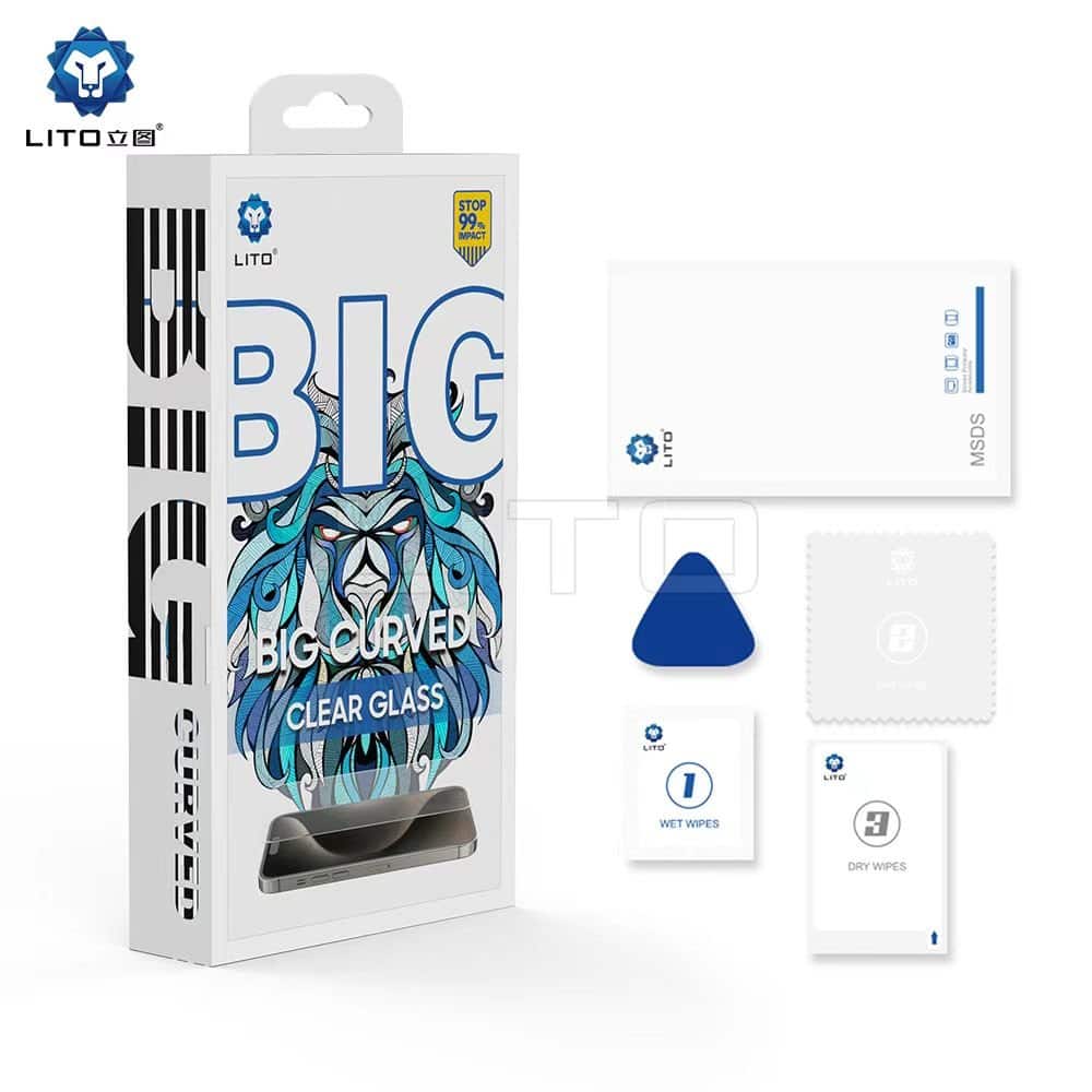[ 1-10 ] LITO CLEAR BIG CURVE Apple iPhone Screen Protector Tempered Glass Film Guard ( Clear )
