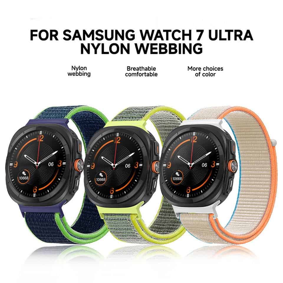 For Samsung Galaxy Watch 8 40MM 44MM / Ultra 47mm 2024 2025 Nylon Webbing Strap Watchband