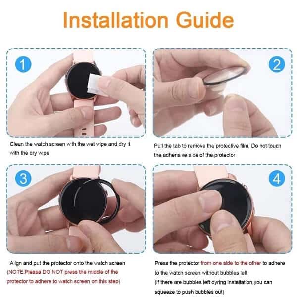 [3 Pack] Samsung Galaxy Watch 4 Screen Protector Full Coverage Tempered Glass Guard (Black)