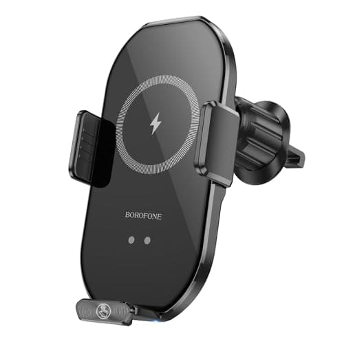 Borofone BH205 Infrared Wireless 15W Fast Charging Charger Air Vent Car Mount Mobile Phone Holder (Black)