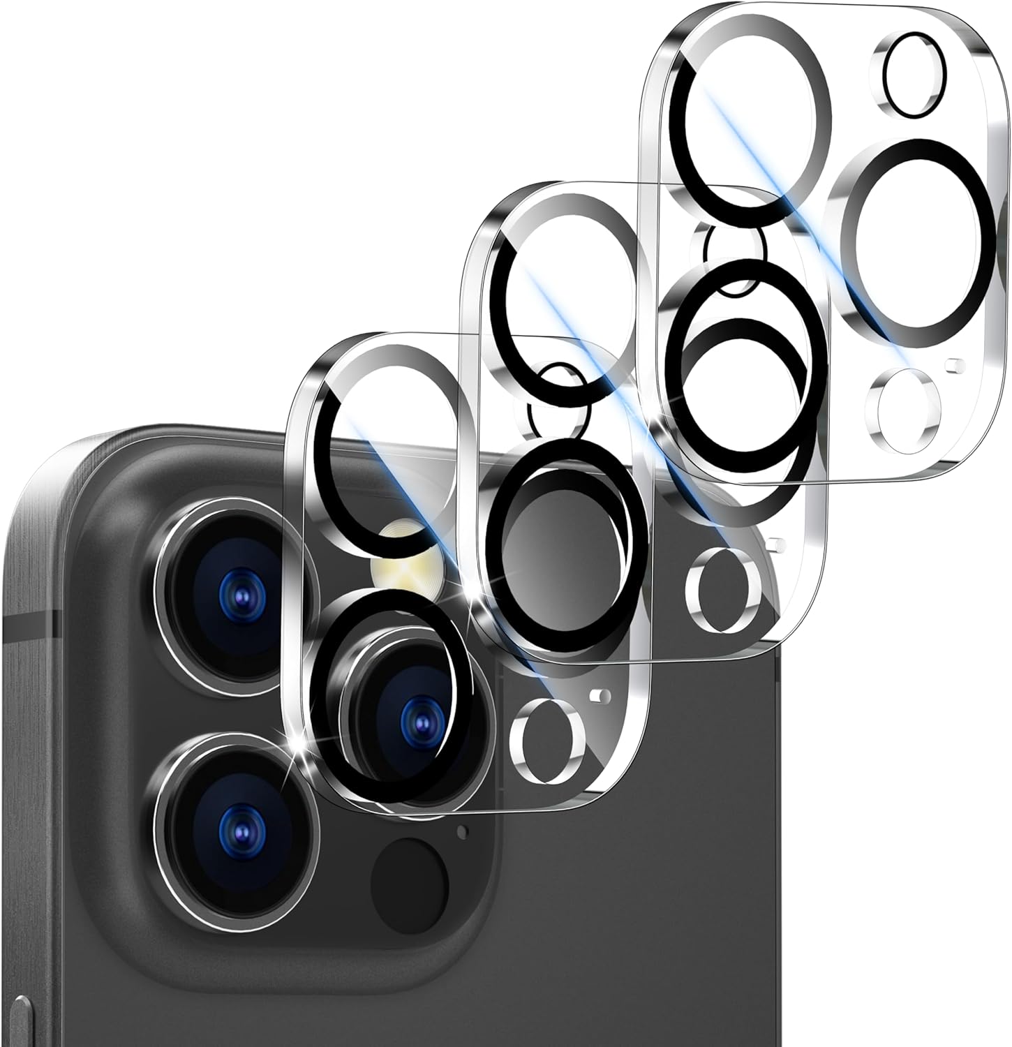 [ 1 Pack ] Apple iPhone Camera Lens Tempered Glass Anti Scratch Film Guard ( Clear and Black )