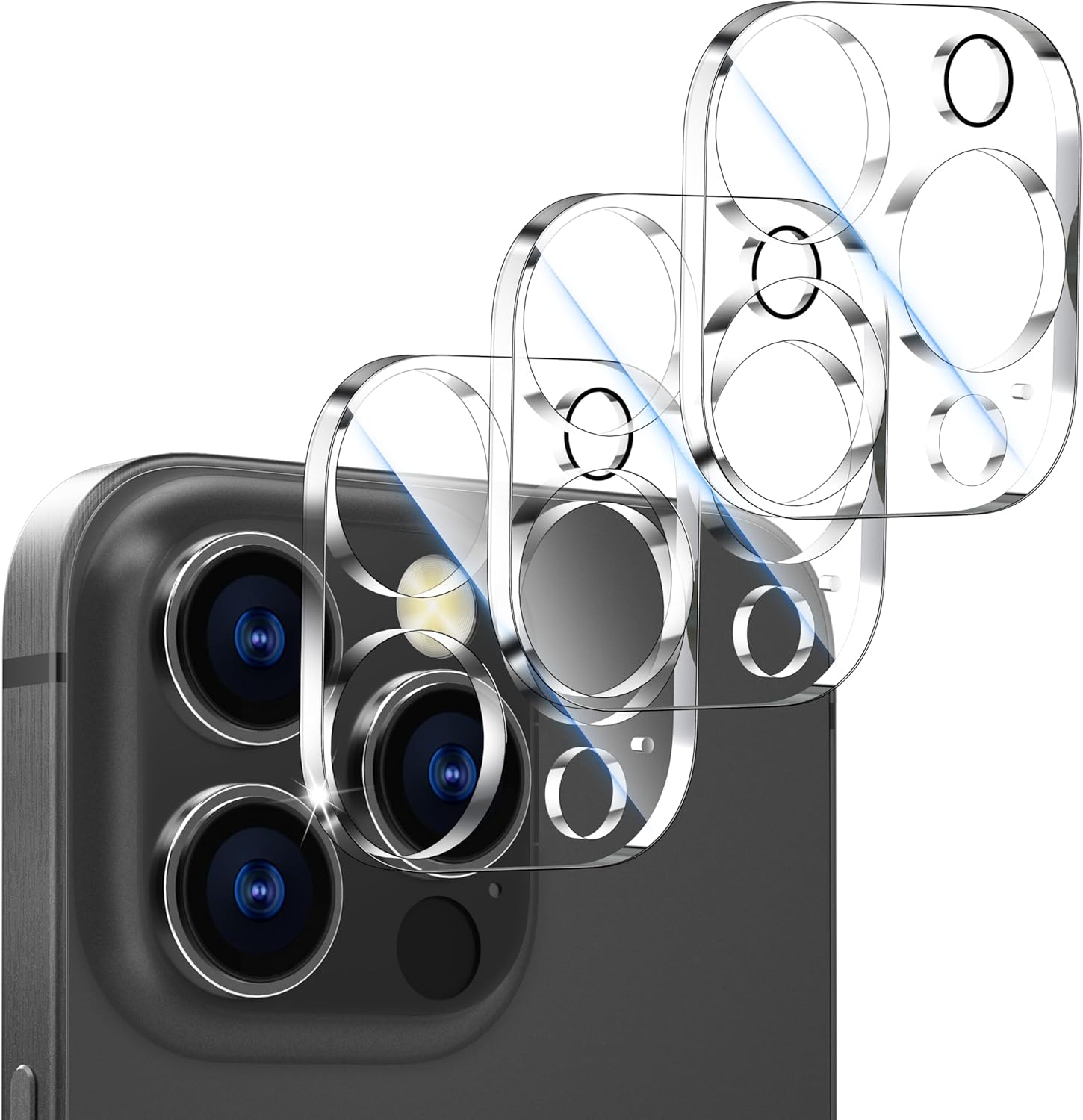 [ 1 Pack ] Apple iPhone Camera Lens Tempered Glass Anti Scratch Film Guard ( Clear and Black )