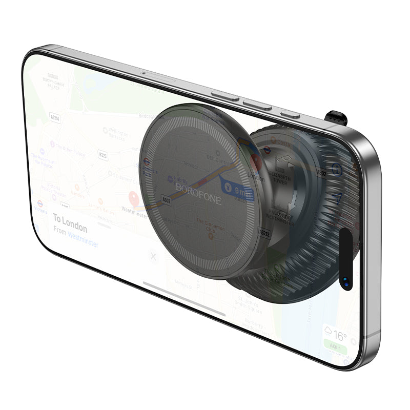 Borofone BH139 360° Rotating Strong Magnet Vacuum Adsorption Suction Cup Car Mount Mobile Phone Holder, Universal Phone Mount for Car, Home & Gym Use.