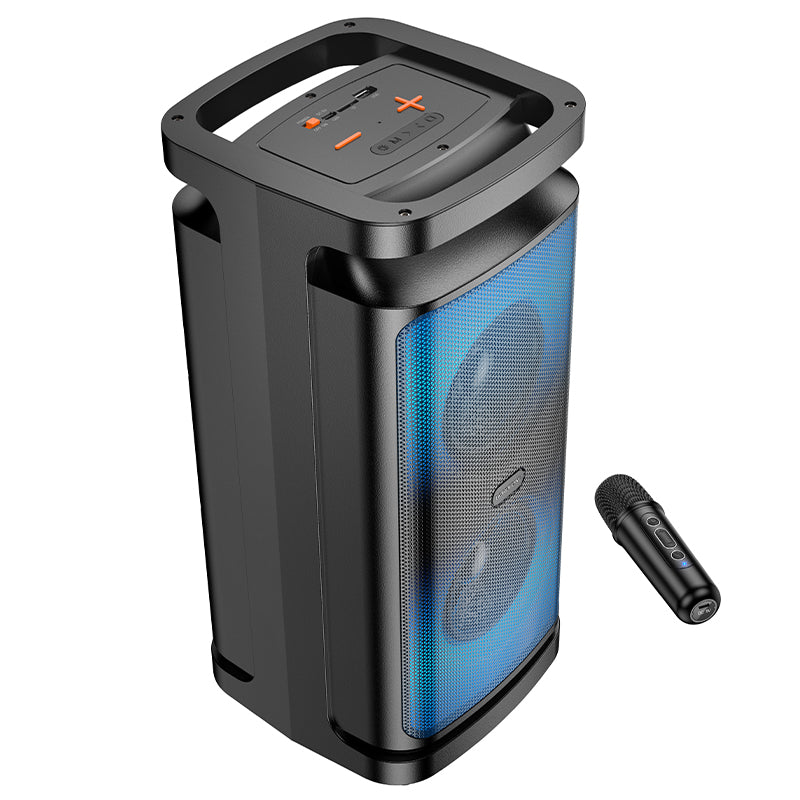 Borofone BP25 Vida 4.0 Inch Bluetooth Speaker with Wireless Microphone Powerful 10W sound, RGB Lights, and Karaoke Mic for Parties and Outdoor Music