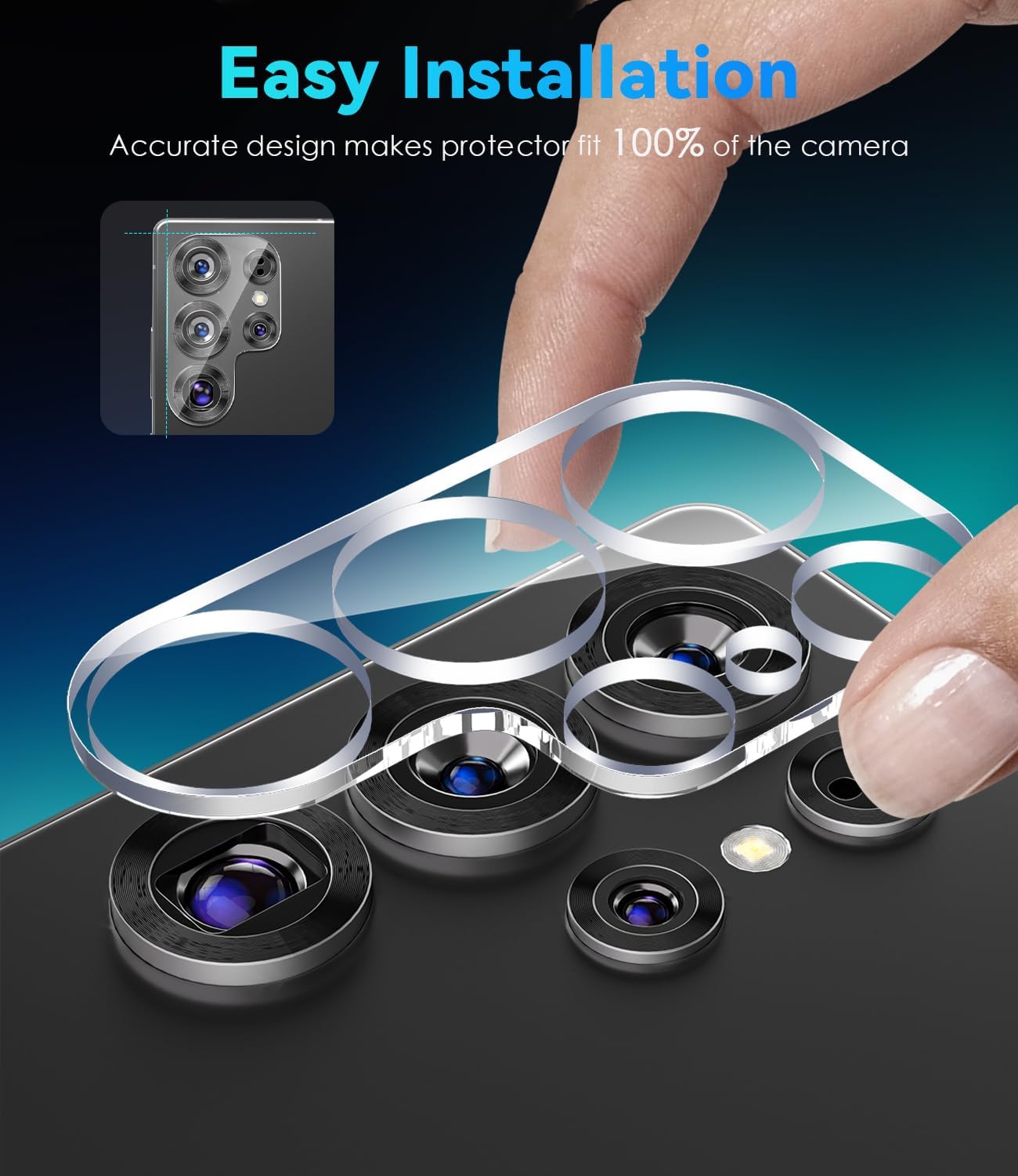 [ 1 Pack ] For Samsung Galaxy Camera Lens Screen Protector Anti Scratch Tempered Glass Film Guard ( Clear)