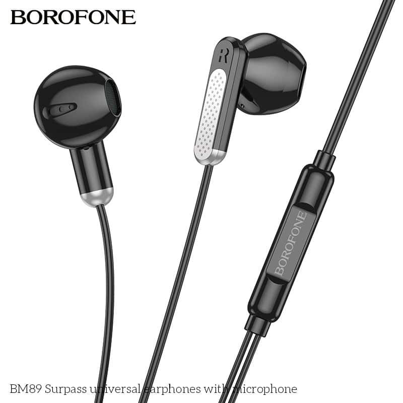 Borofone BM89 In-Ear Wired Earphones Earbuds Headphones, 3.5mm Jack, with Microphone and Volume Control for iPhone, Samsung, iPad,MP3,Most 3.5mm Audio Devices
