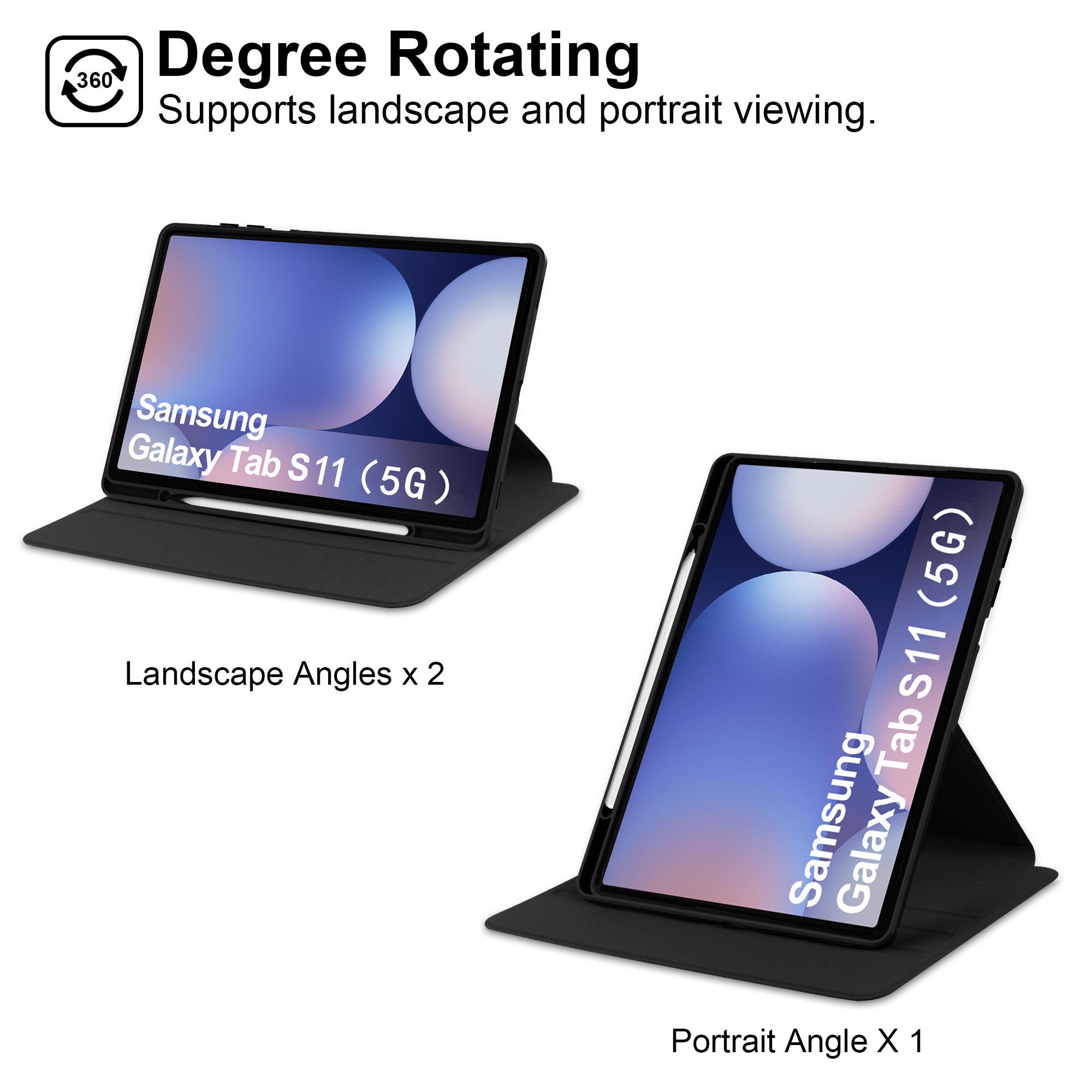 For Galaxy TAB S11 / S9 / S9 FE / S10FE / S10 Lite WITH PENCIL HOLDER Rotaing Folio Smart Leather Magnetic Stand Case Cover