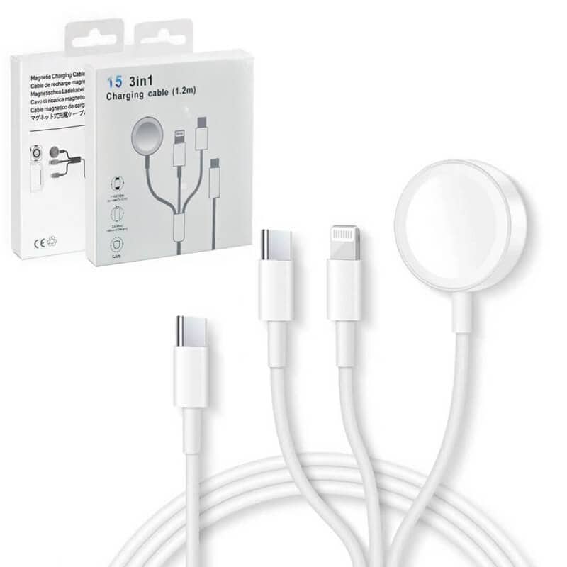 3in1 For Apple Watch Series 11 10 9 8 7 6 5 4 3 2 1 SE1 SE2 Ultra 2 3 And iPhone 15/14/13/12/11/Pro/Max/XS/X/Airpods/Pad Charger Charging Cable Cord
