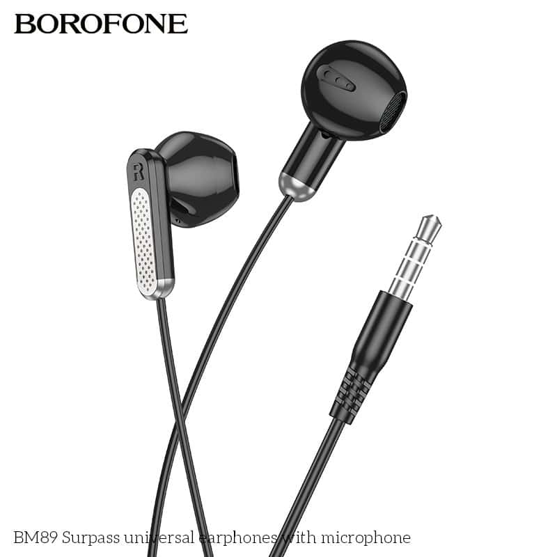 Borofone BM89 In-Ear Wired Earphones Earbuds Headphones, 3.5mm Jack, with Microphone and Volume Control for iPhone, Samsung, iPad,MP3,Most 3.5mm Audio Devices