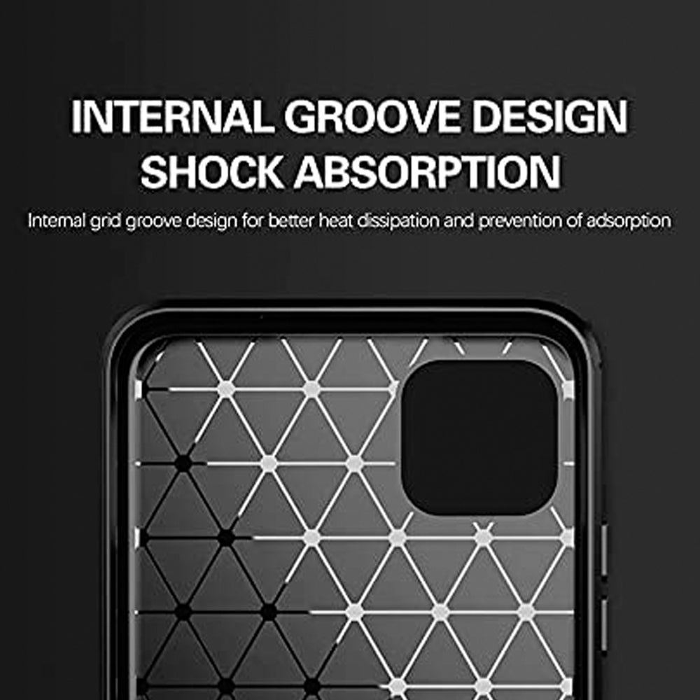 For Samsung Galaxy A Series Carbon Fiber Case Shockproof Heavy Duty Rugged Anti Knock Back Cover (Black)