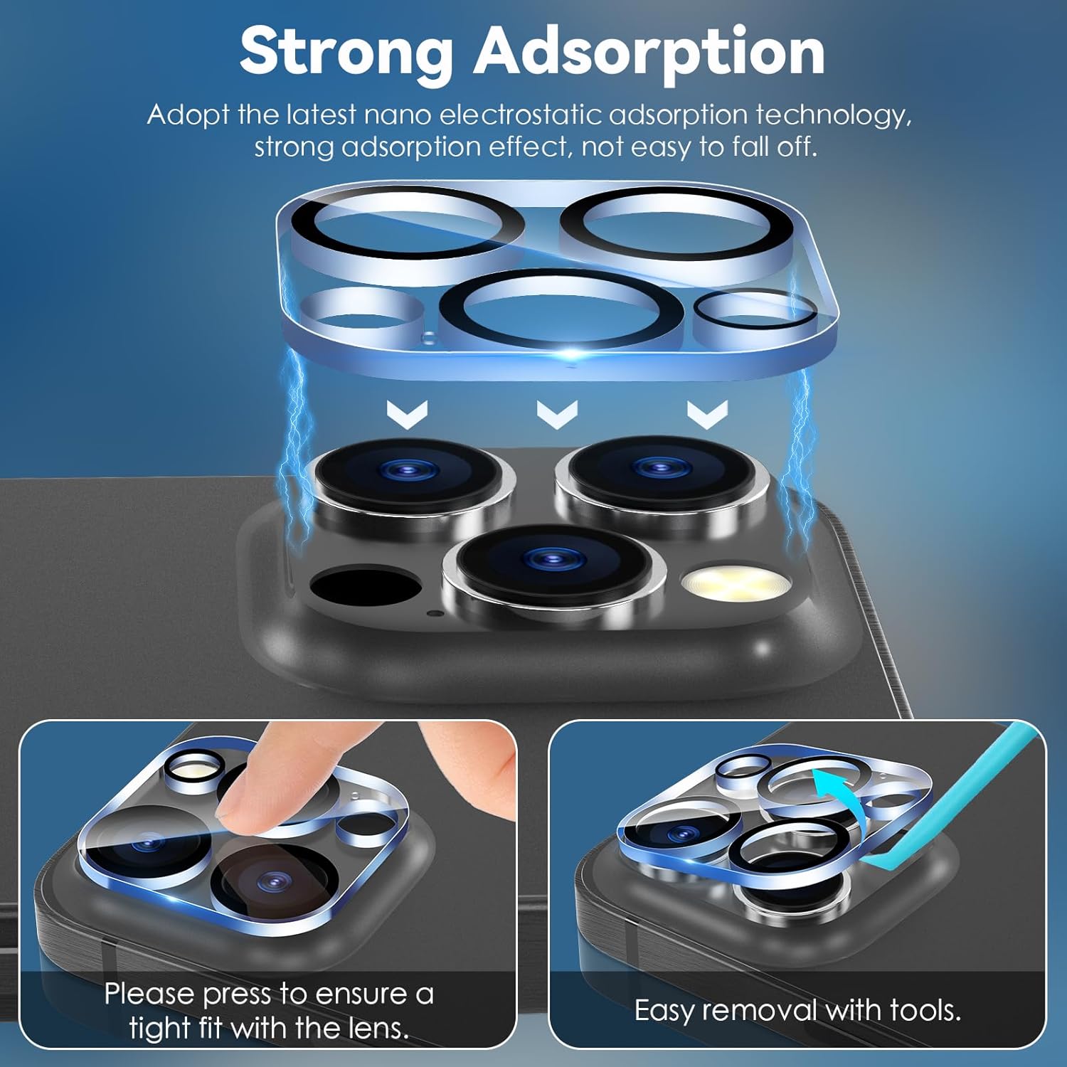 [ 1 Pack ] Apple iPhone Camera Lens Tempered Glass Anti Scratch Film Guard ( Clear and Black )