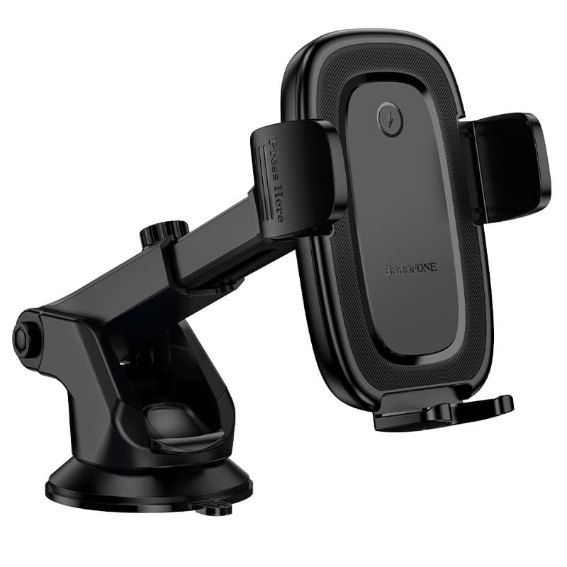 Borofone BH223 Follower Push Type 15W Fast Charging Quick Charger Wireless Car Mobile Phone Holder