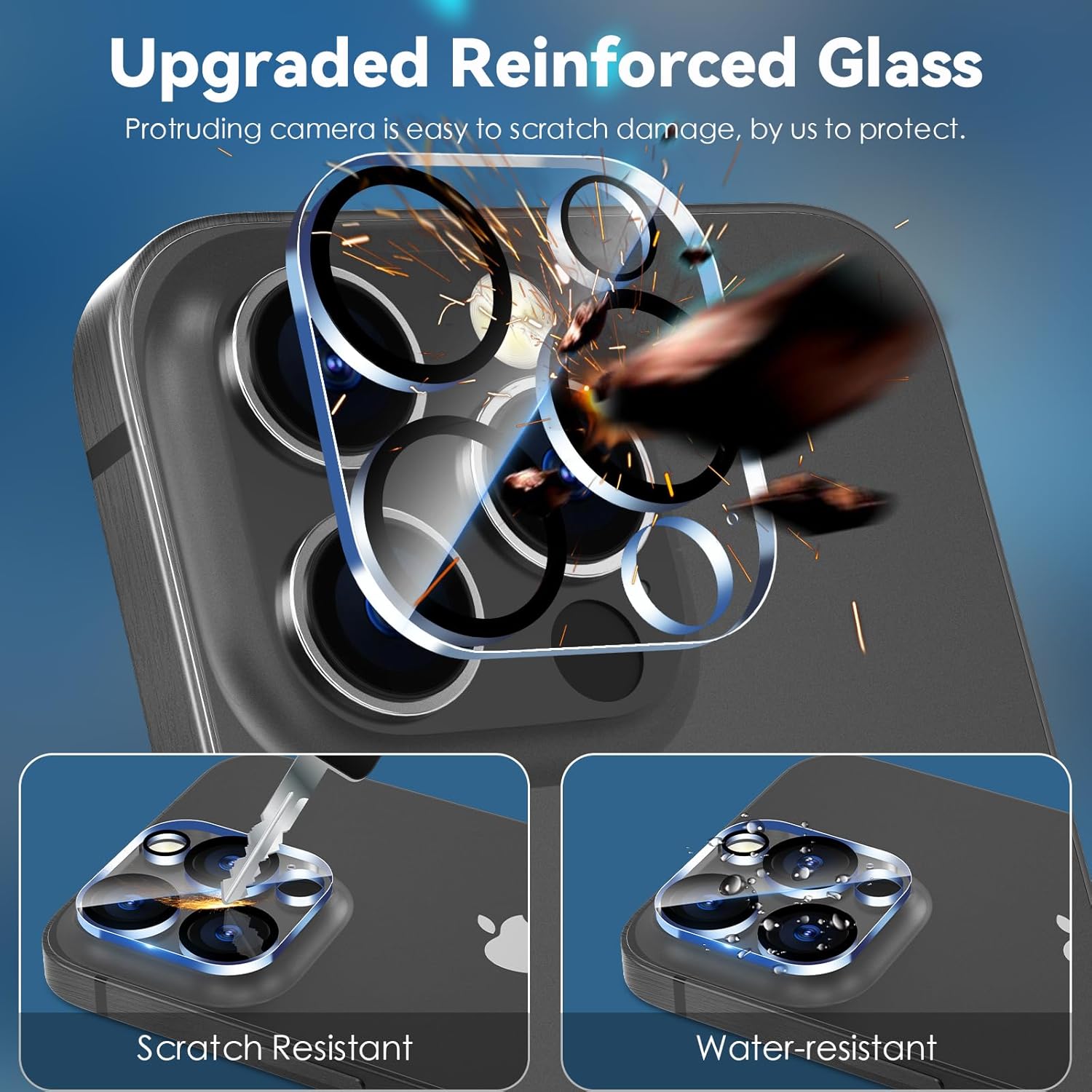 [ 1 Pack ] Apple iPhone Camera Lens Tempered Glass Anti Scratch Film Guard ( Clear and Black )