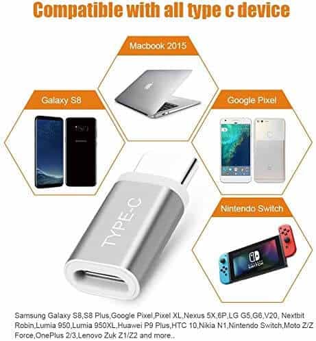 [5 Pack] USB 3.1 Type C Male to Micro USB Female Sync Cable Connector Adapter Converter (Rose Gold)