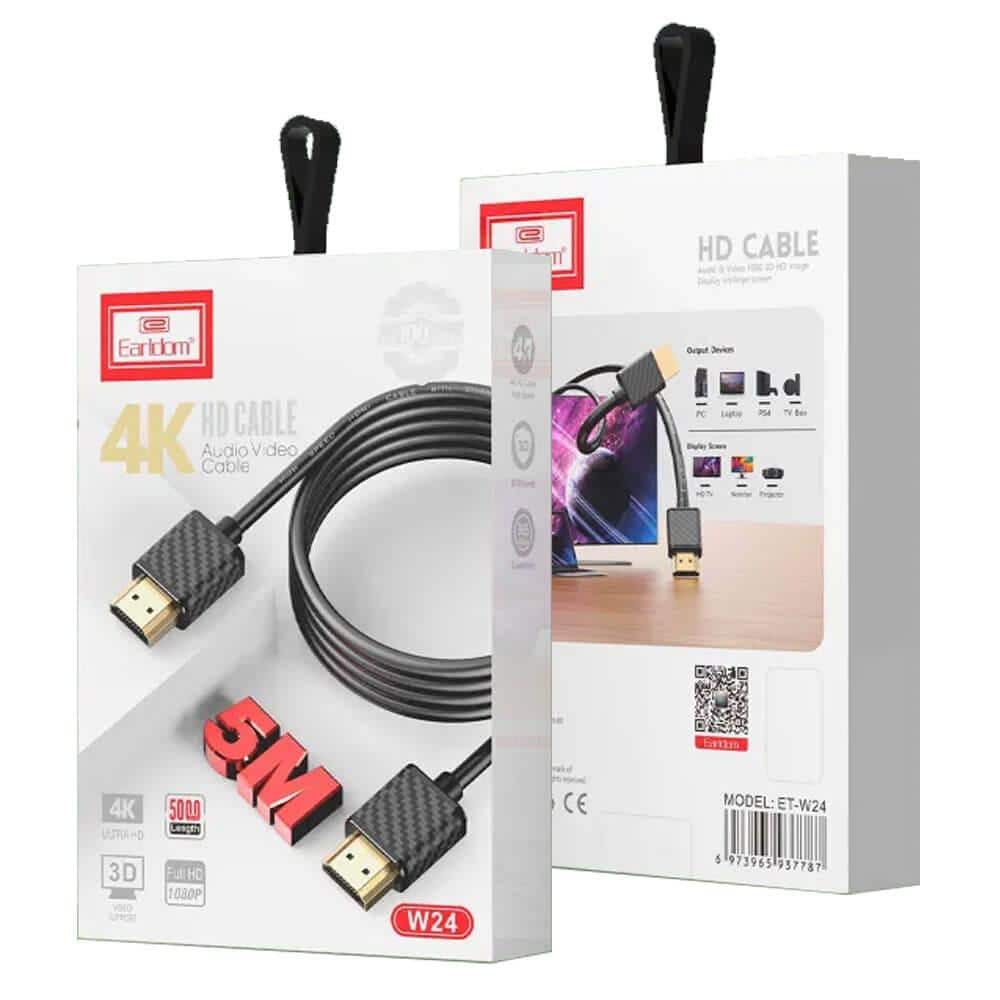 Earldom ET-W24 2M /5M Full Ultra HD 1080P 4K 3D Video Support HDMI Audio Video Cable Cord