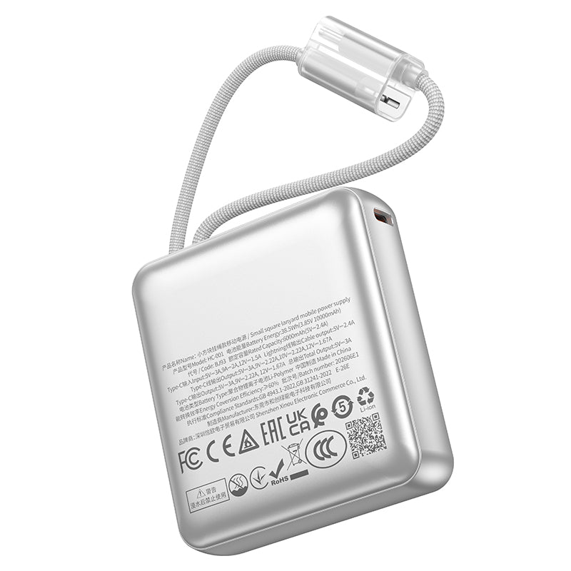 Borofone BJ93 3C CCC Certified 10000mAh PD20W Fast Charging Mini Power Bank with Built in Cable & Led Display