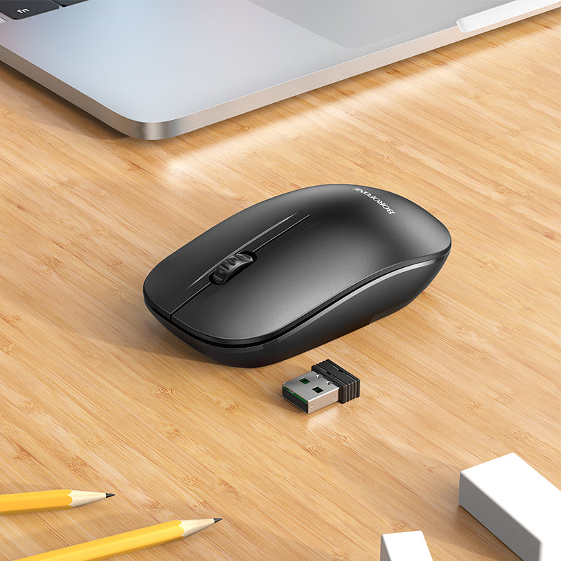 Borofone BG14 Planet Wireless Bluetooth Mouse, 2.4GHz with USB Mini Receiver 1000 DPI Optical Tracking For PC/Laptop/MacBook