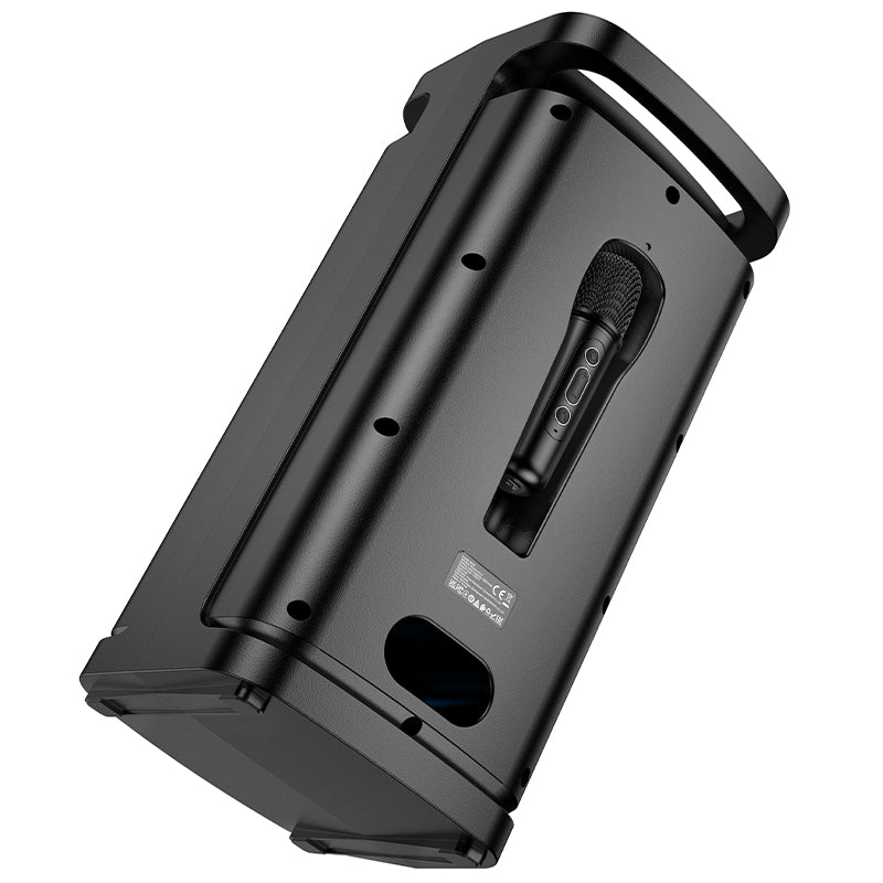 Borofone BP25 Vida 4.0 Inch Bluetooth Speaker with Wireless Microphone Powerful 10W sound, RGB Lights, and Karaoke Mic for Parties and Outdoor Music