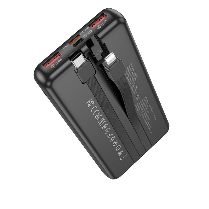 Borofone BJ57 10000mAh 22.5W+PD20W Fast Charging Charger Power bank With Type C & Lightning Cable (Black)