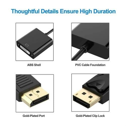 DisplayPort DP Male to DVI Female Adapter Display Port Converter For Computer, Desktop, Laptop, PC, Monitor, Projector, HDTV - Black