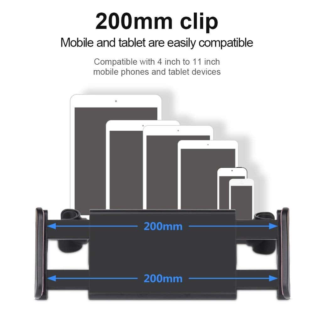 Universal 360 Degree Rotate Car Seat Back Headrest Mount Holder Mobile iPad Tablet GPS iPhone Tab (Black)