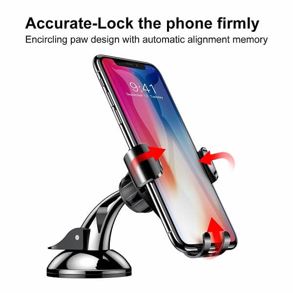 Baseus Gravity Car Phone Holder Mount, Dashboard & Windshield Clip Stand for iPhone