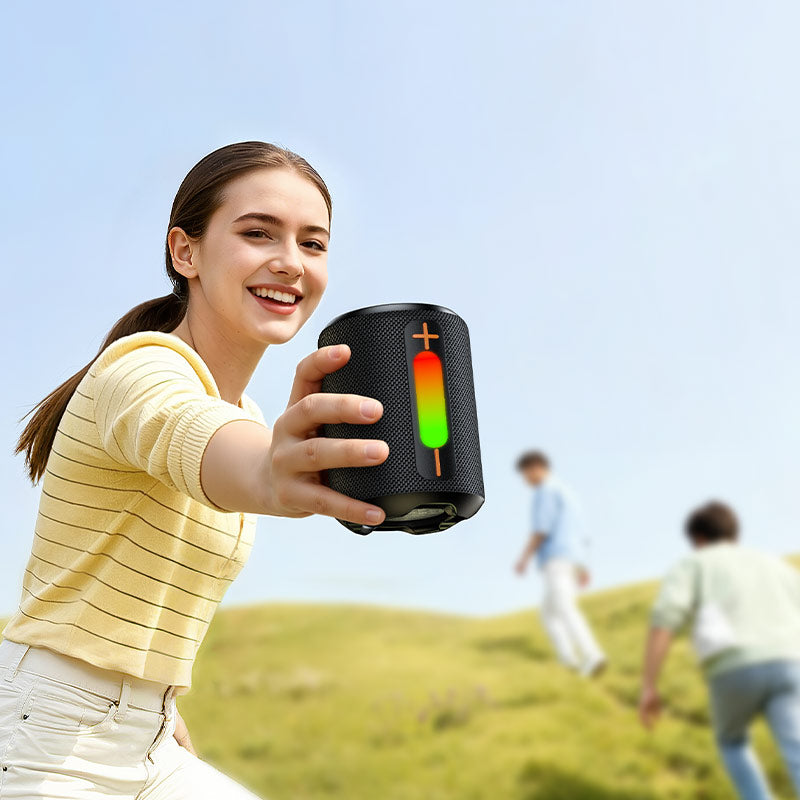 Borofone BR109 Wave Colorful RGB Wireless Bluetooth BT5.4 Sports Portable Speaker (Black)