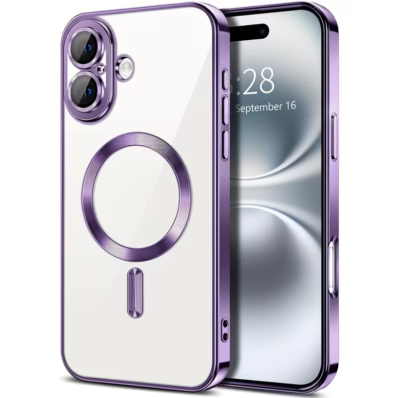 For Apple iPhone 17/17 Pro Max MagSafe Magnetic Case with HaloLock Shockproof Protective Electroplating Clear Cover