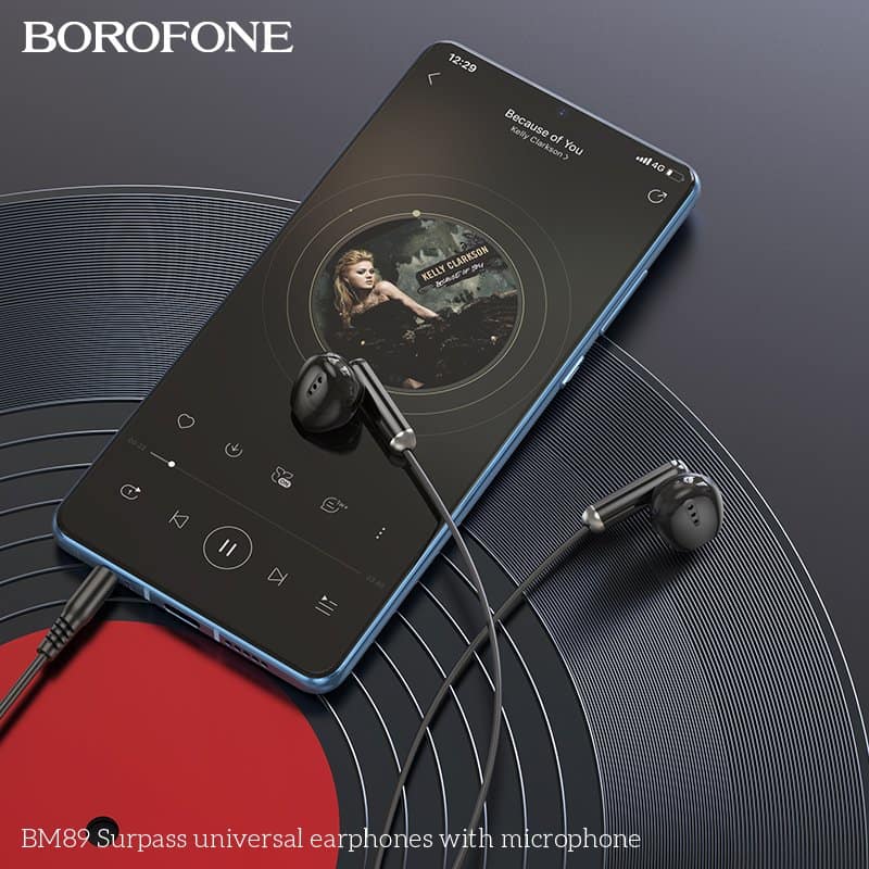Borofone BM89 In-Ear Wired Earphones Earbuds Headphones, 3.5mm Jack, with Microphone and Volume Control for iPhone, Samsung, iPad,MP3,Most 3.5mm Audio Devices