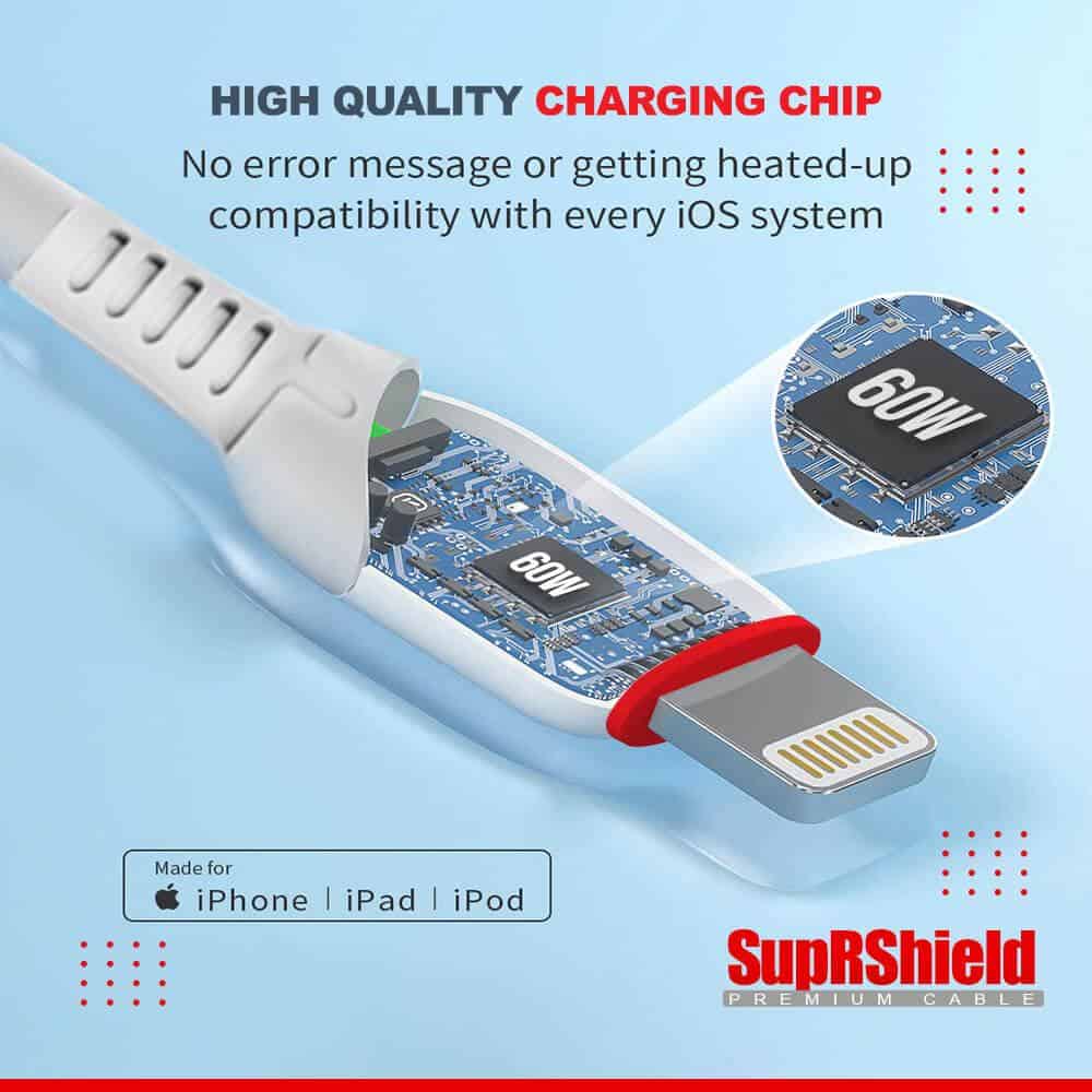 1X 10X 20X SupRShield PD 60W 4A USB Type C to Lightning Super Fast Charging Cable For Apple iPhone /iPad /AirPods Pro/iPod