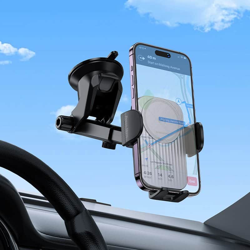Borofone BH222 15W Wireless Fast Charging Charger Windshield Car Mount Mobile Phone Holder (Black)