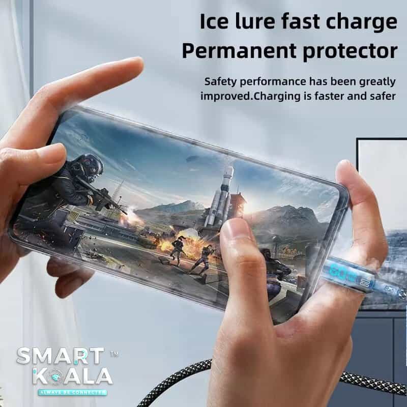 Smart Koala SK-C05 60W PD USB Type C to Type C Fast Charging Charger Braided With Digital Display Data Sync Cable Cord for iPhone iPad Samsung Galaxy Google Nokia Oppo
