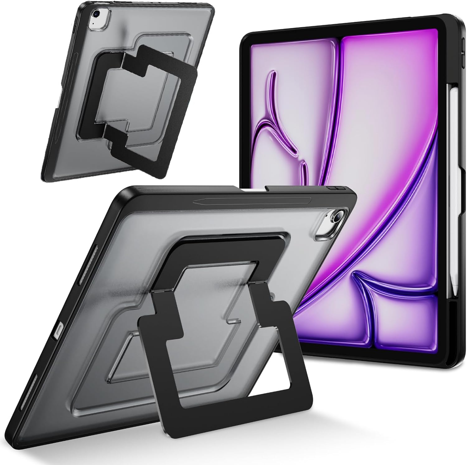 Apple iPad All Models Hybrid Fancy Shockproof Heavy Duty Kickstand Case Cover