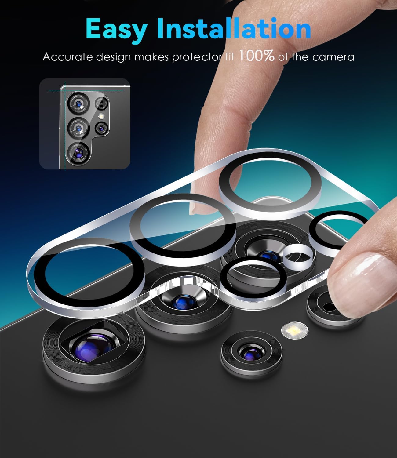 [ 1 Pack ] For Samsung Galaxy Camera Lens Screen Protector Anti Scratch Tempered Glass Film Guard ( Clear)