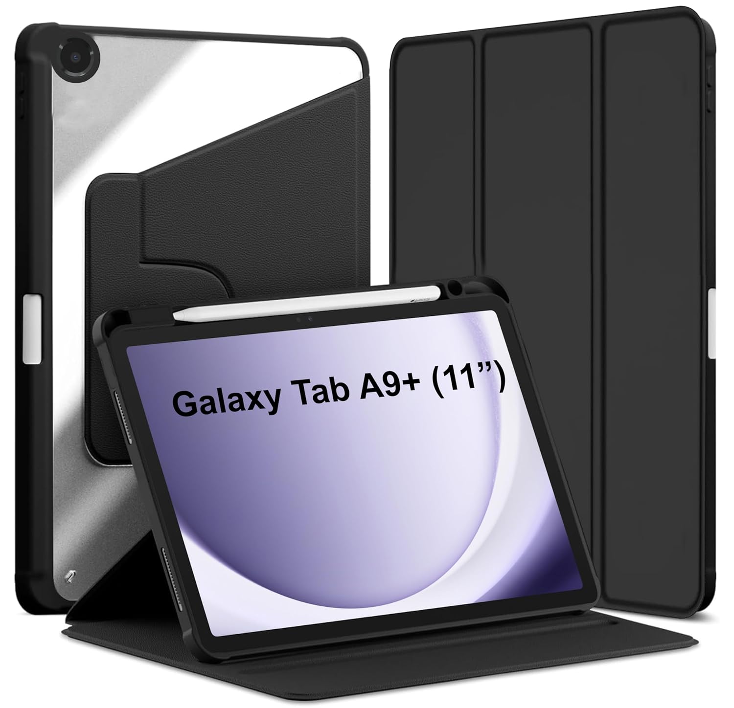 WITH PENCIL HOLDER Rotaing Folio Smart Leather Magnetic Stand Case Cover For Samsung Galaxy Tab A11 A9+ Plus