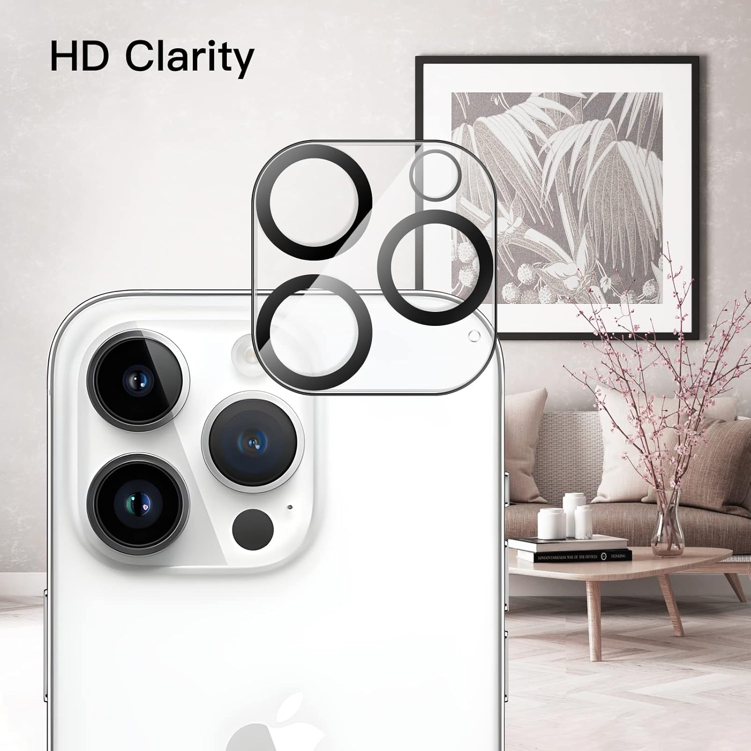 [ 1 Pack ] Apple iPhone Camera Lens Tempered Glass Anti Scratch Film Guard ( Clear and Black )