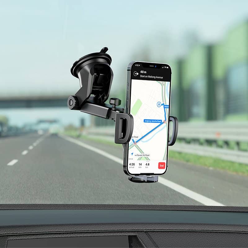 Borofone BH53 Windy Center Console Windshield / Dashboard Car Mount Mobile Phone Holder for 4.5 to 6.9 inch Mobile ( Black)