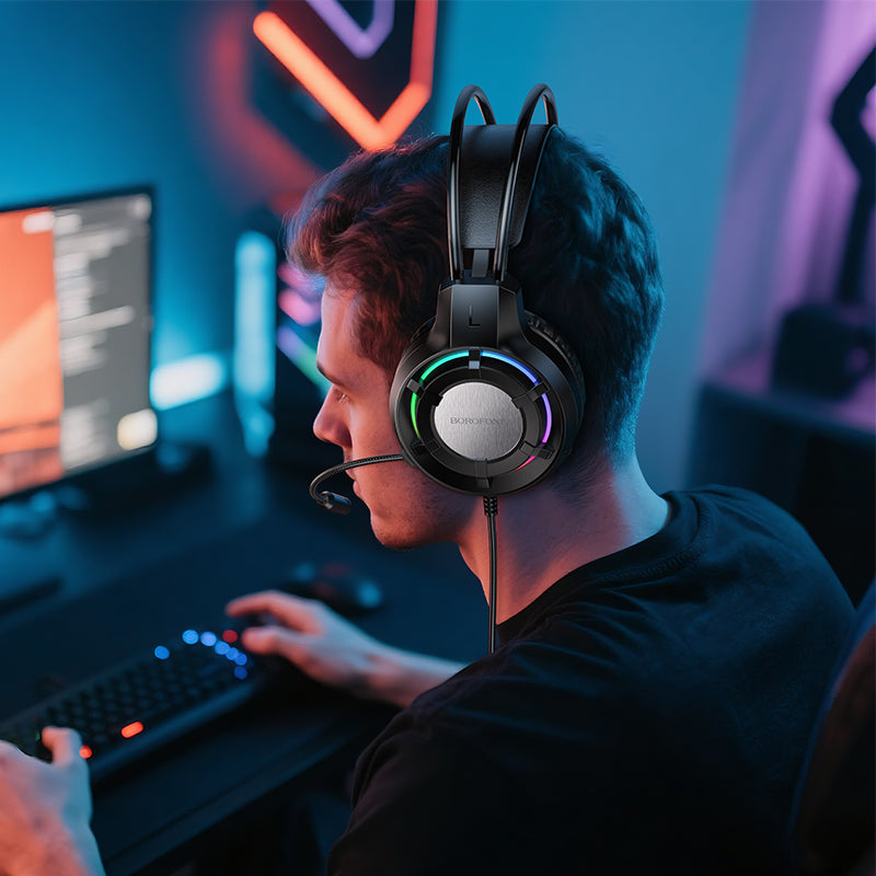 Borofone BO112 Gaming Headphones Headset 50mm Speaker, RGB Lights, HiFi Stereo, Microphone