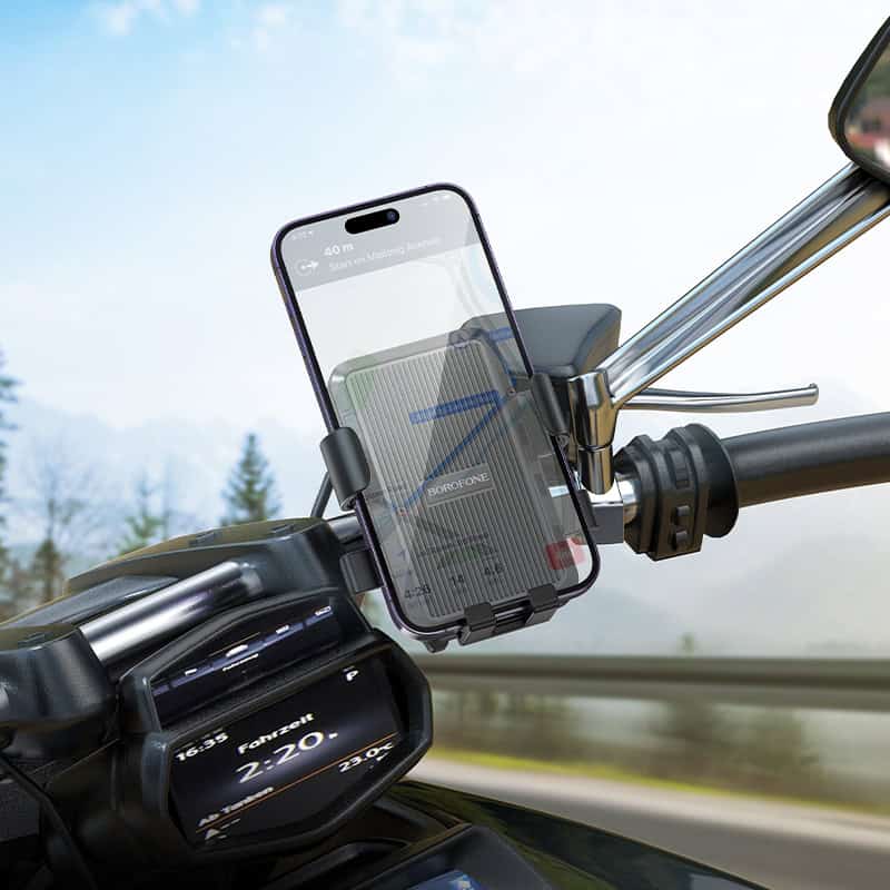 Borofone BH137 Knight Universal Motorcycle, Bicycle & Baby Strollers Mount Mobile Phone Holder (Black)