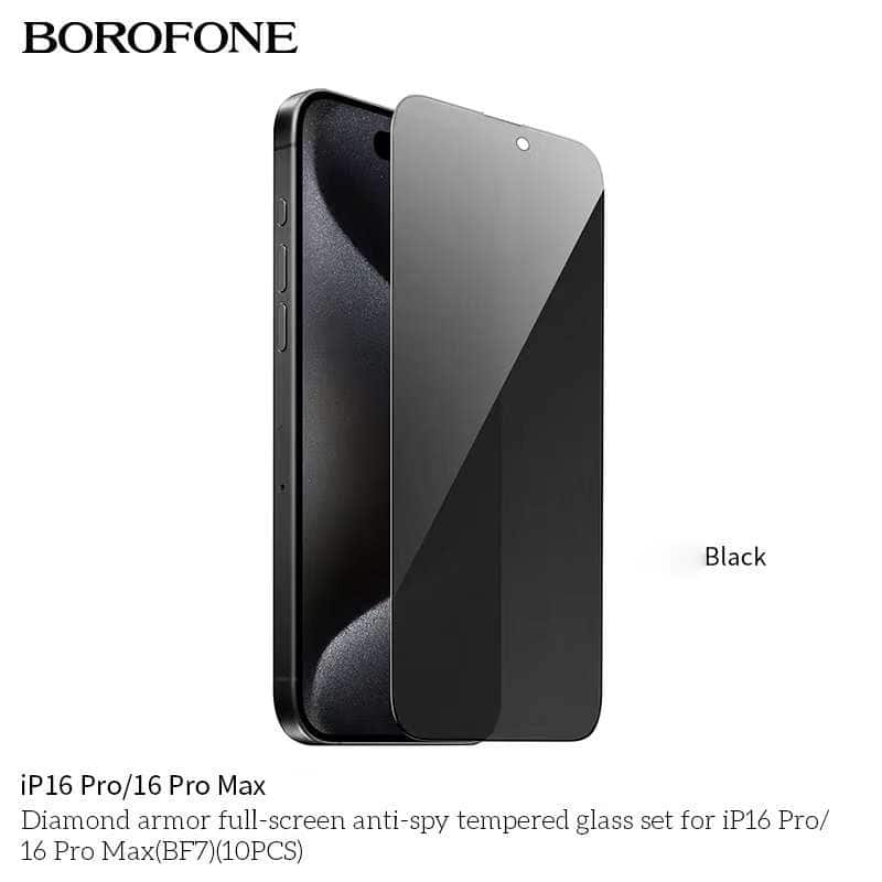 [1-10 Pack] Borofone Apple iPhone Screen Protector Tempered Glass Film Guard ( Privacy and Black Edge )