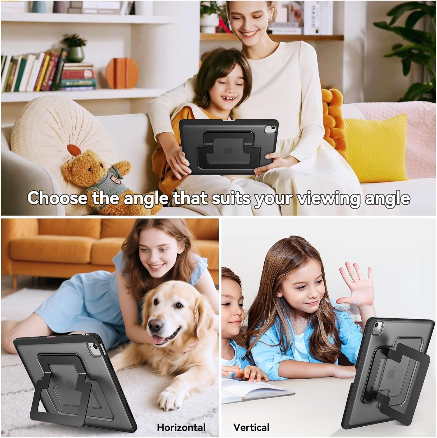 Apple iPad All Models Hybrid Fancy Heavy Duty Shockproof Kickstand Rotating Case Cover