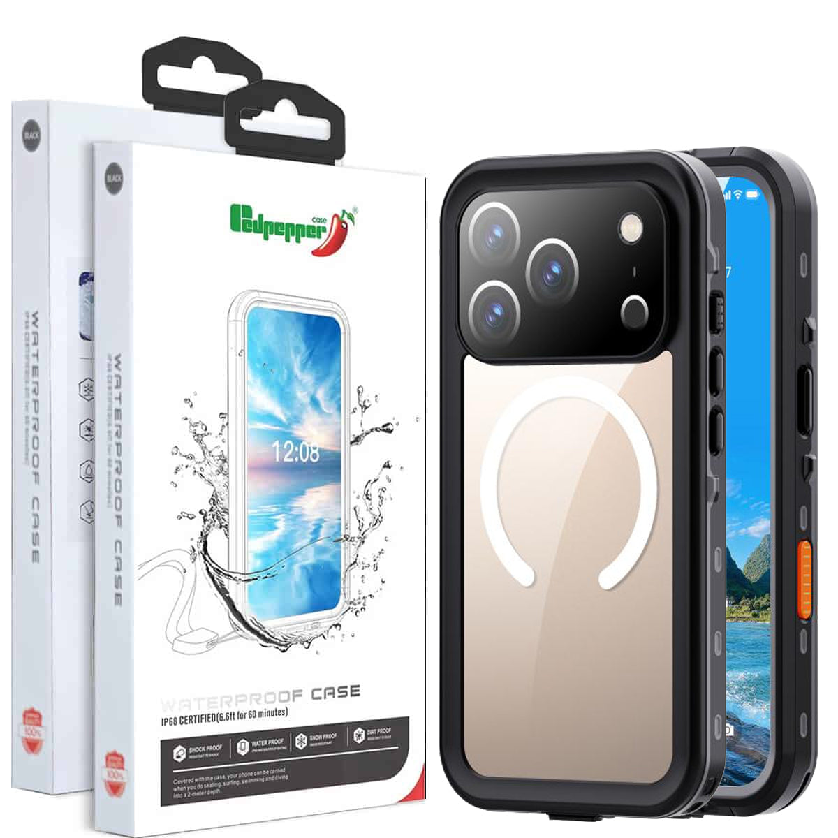 Redpepper For Apple iPhone & Samsung Galaxy S Series [MagSafe Compatible] Waterproof Case Built-in Screen & Camera Lens Protector Cover