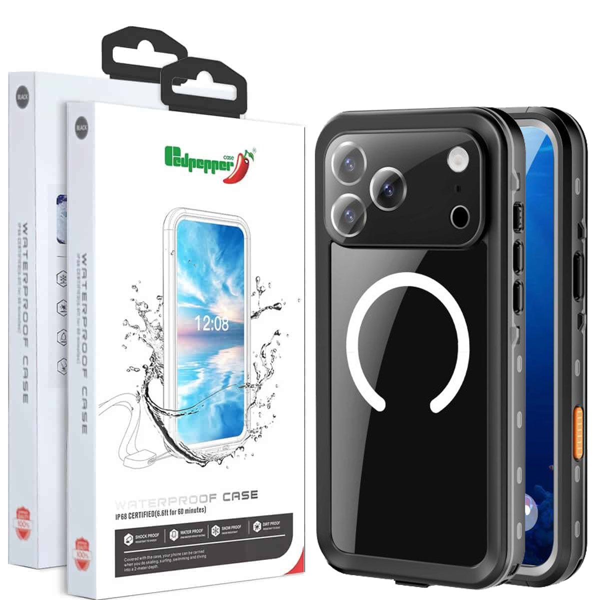 Redpepper For Apple iPhone & Samsung Galaxy S Series [MagSafe Compatible] Waterproof Case Built-in Screen & Camera Lens Protector Cover