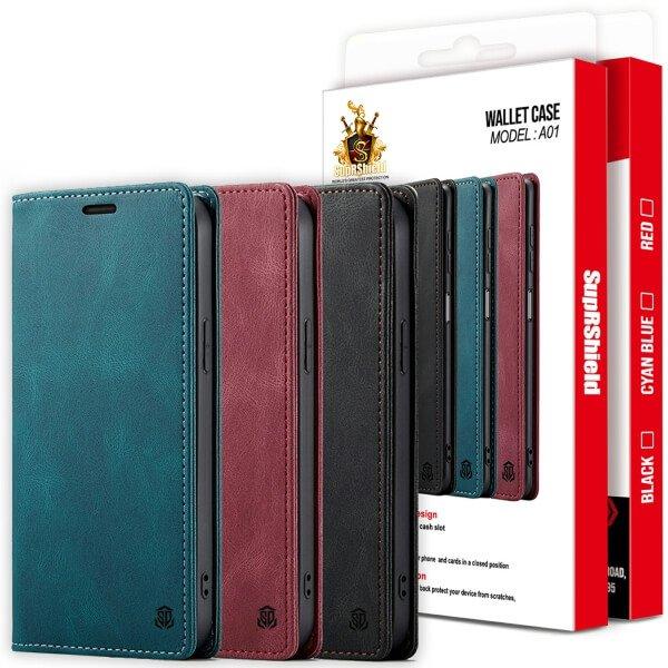 SupRShield For Samsung S Series Case RFID Blocking Retro Flip Premium Leather Card Holder Wallet Cover