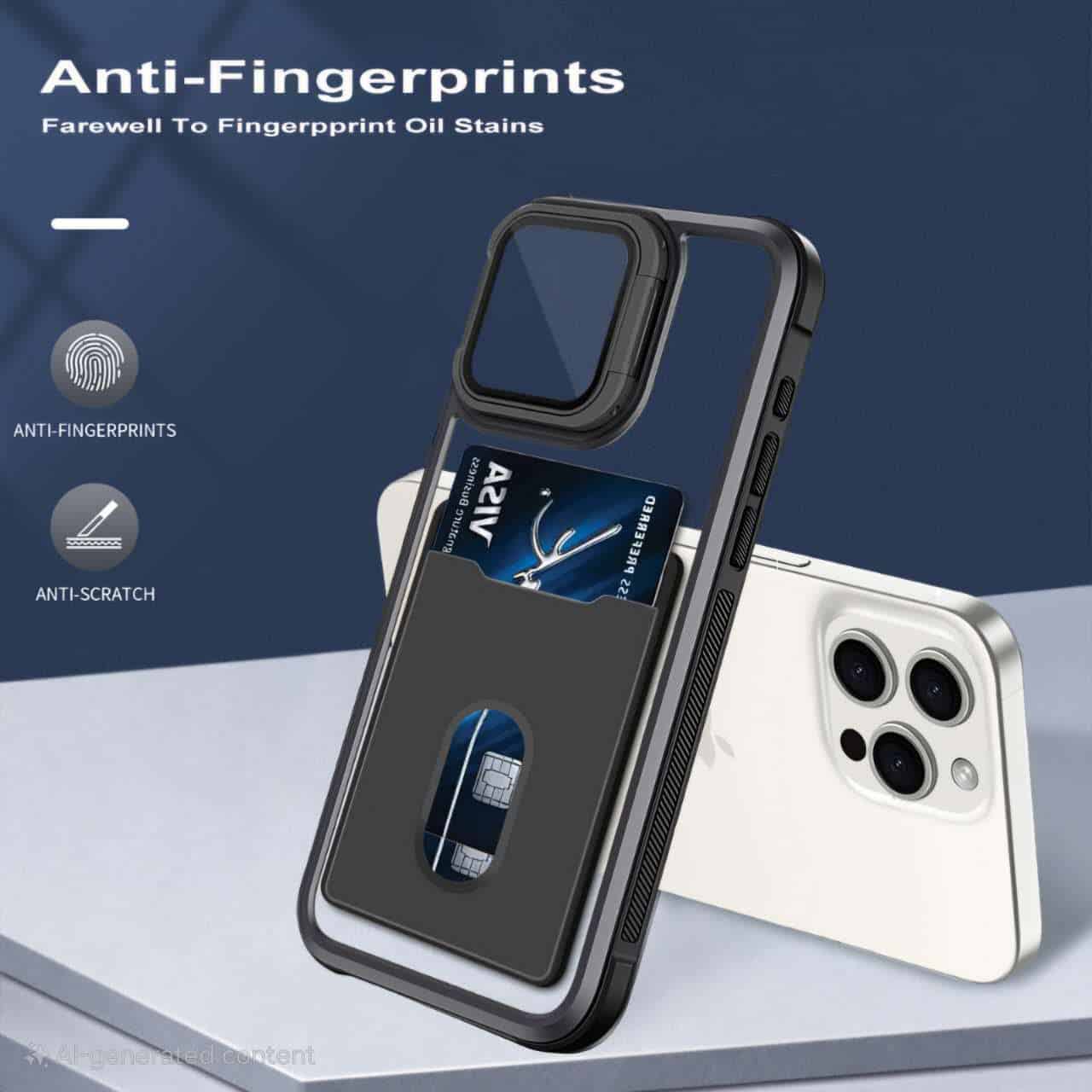 For iPhone Hard Back Wallet Card Holder Mobile Camera Stand Phone Case Cover