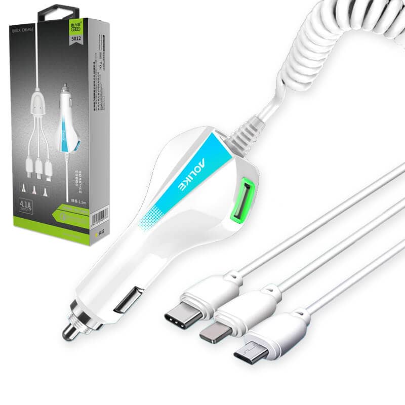 Aoliko 5012 Car Car Phone Charger QC3.0 Dual USB Fast Charge One Drag Three Universal Car Charger