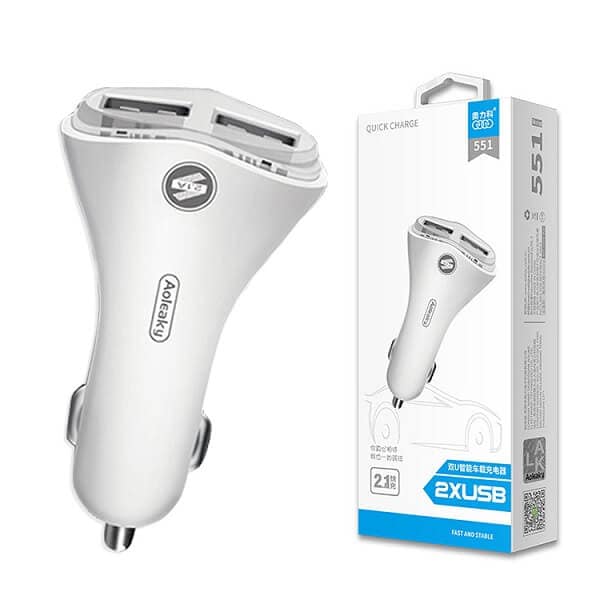Aoliko 551 car mobile phone charger dual-port USB mobile phone fast car charger car charger 12v-24v